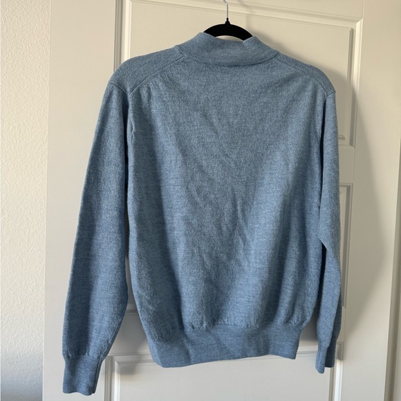 Peter Millar Quarter Zip Merino Wool Sweater in Light Blue Size Large $275 - Picture 2 of 3